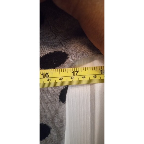 Ann Taylor Loft grey and black wool blend polka dot and strip sweater - Picture 6 of 6